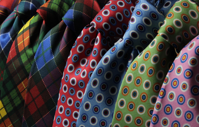 Ties in various colors. Color theory teaches us how to manage them.